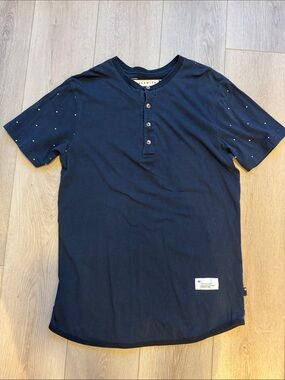 Men's Navy Short Sleeve Henley Shirt